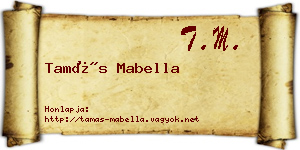 Tamás Mabella névjegykártya